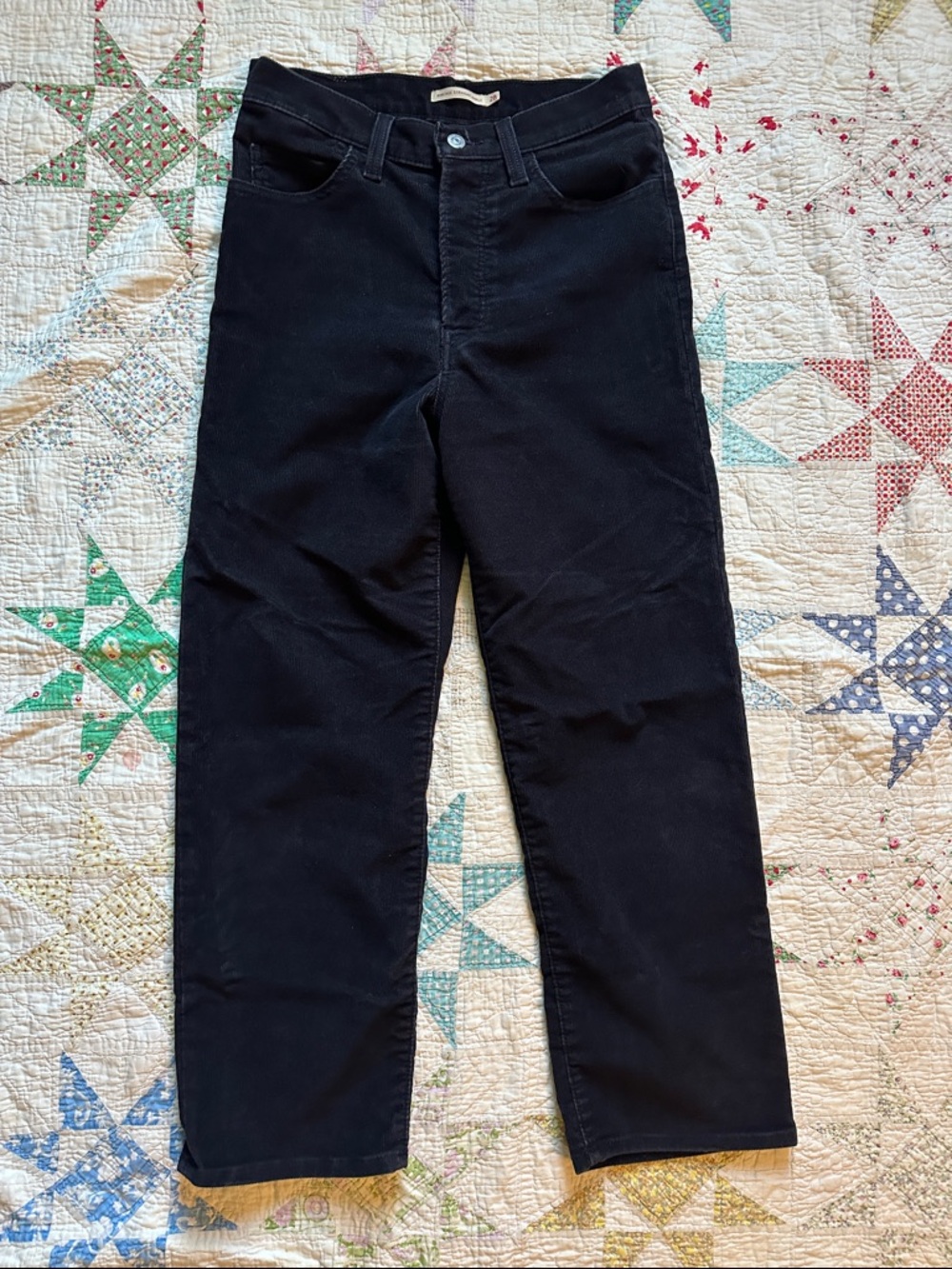 Levi's Black Ribcage Straight Ankle Corduroy Pants
